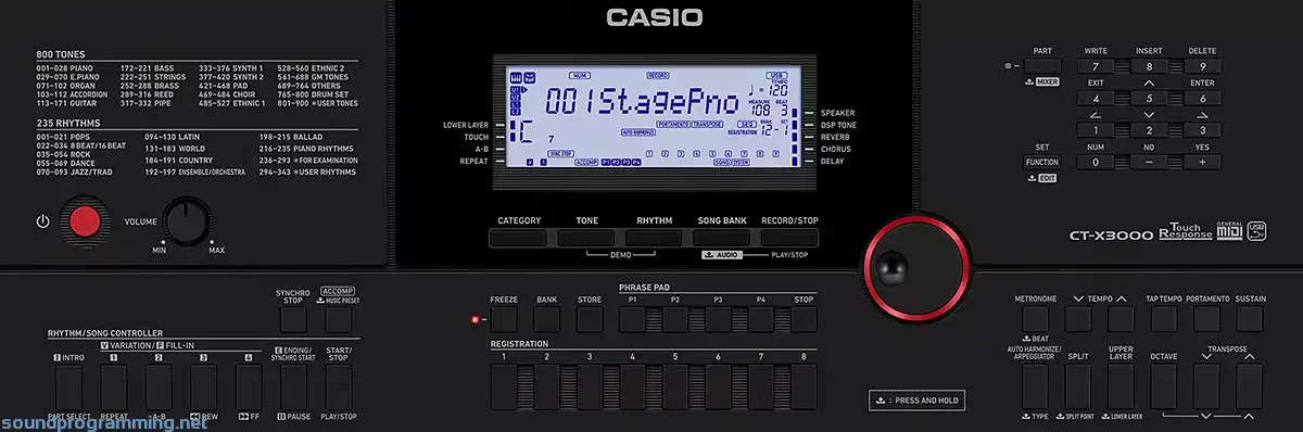 Casio CT-X3000 Front Panel