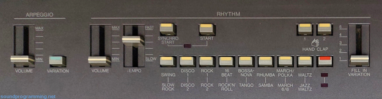 Yamaha PS-55 Rhythm Controls