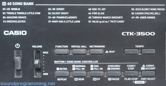 Casio CTK-3500 Left Panel