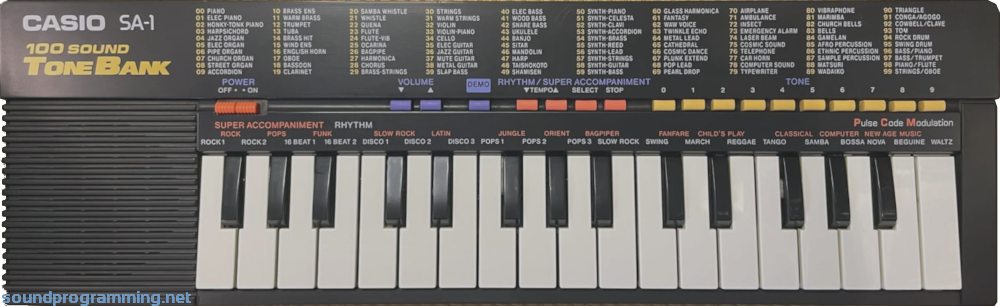 Casio SA-1 Top View Casio SA-1 Front View