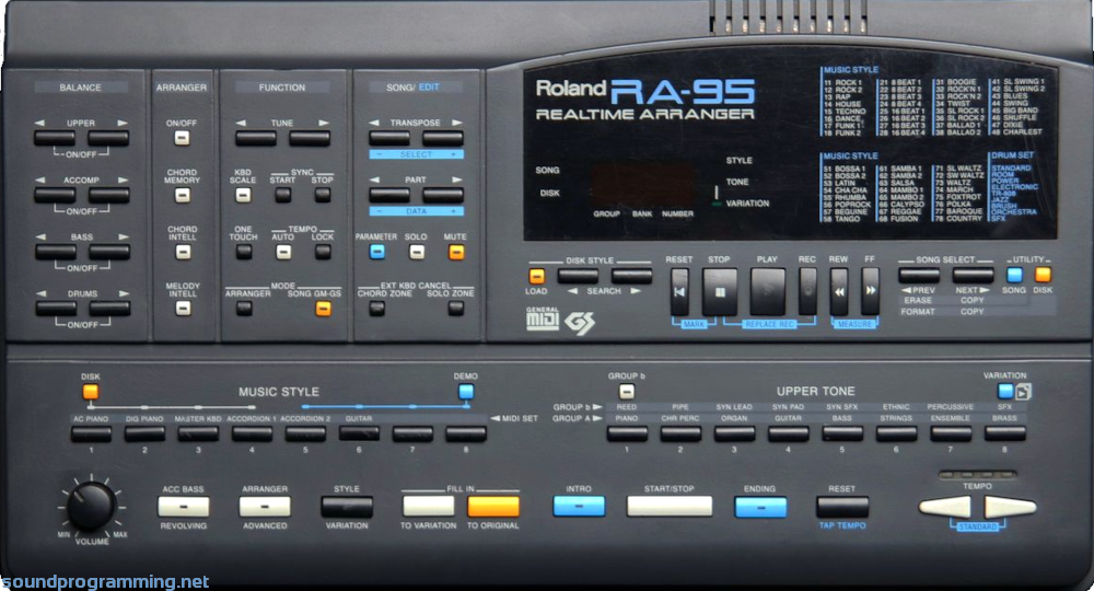 Roland RA-95 Realtime Arranger Front Panel View