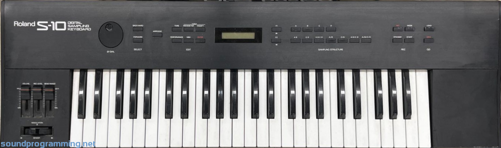 Roland S-10 Digital Sampling Keyboard Top View Roland S-10 Digital Sampling Keyboard Front View