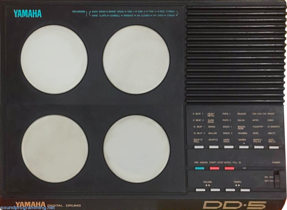 Yamaha DD-5 Digital Drums Top View Yamaha DD-5 Digital Drums Front View